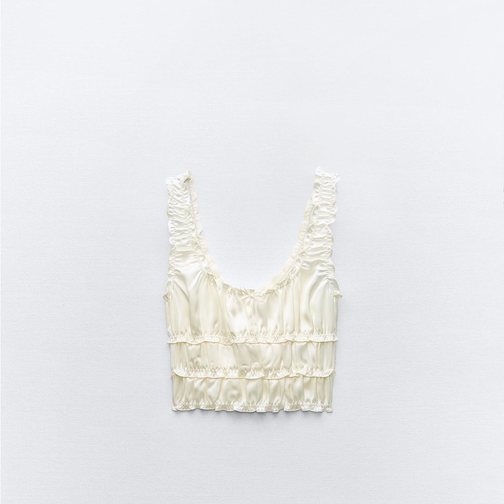 Zara Ruffled Satin Effect Top